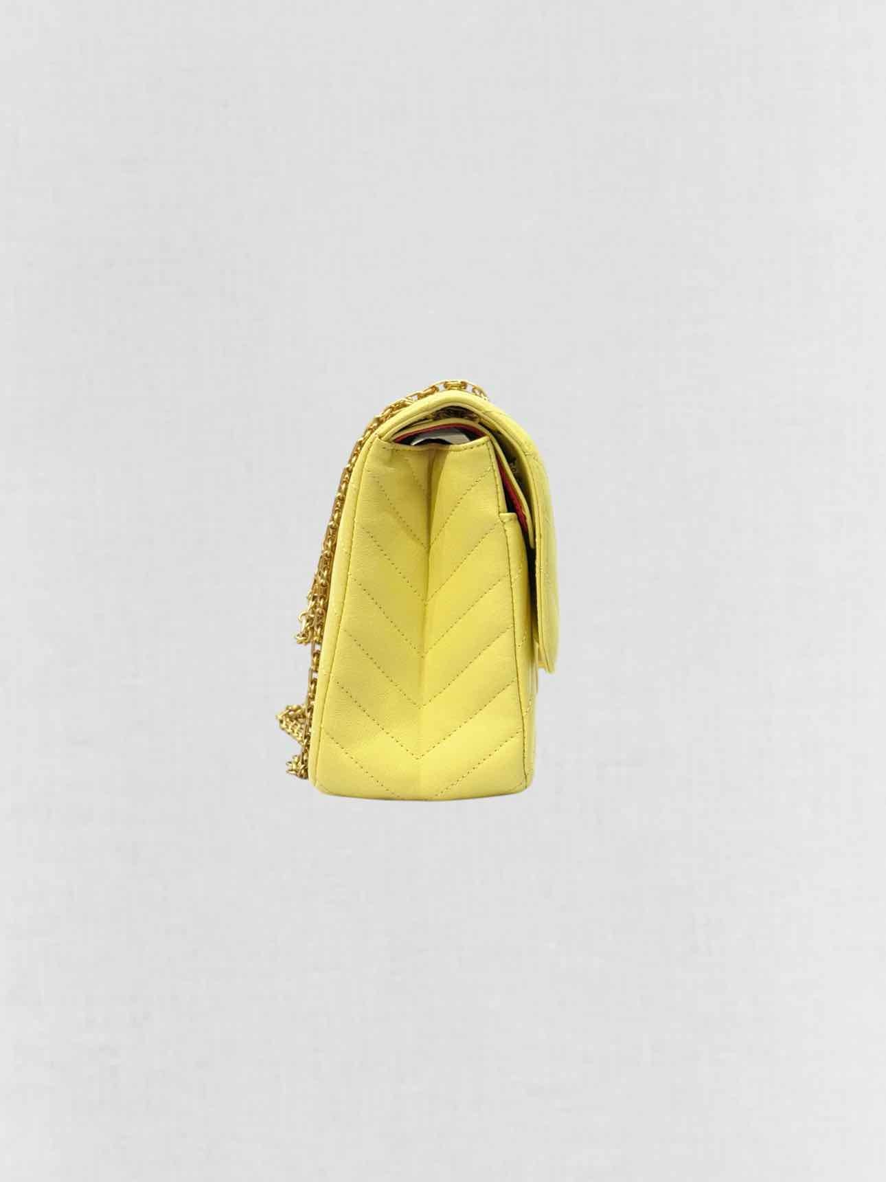 CHANEL 2.55 Reissue Yellow Chevron Shoulder Bag