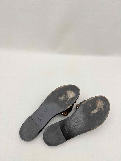 LOUIS VUITTON LOCK IT Brown & Black Size EU 37.5 Slides