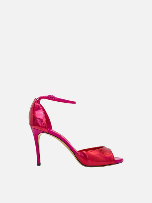 CASADEI Ankle Strap Metallic Pink Heeled Sandals