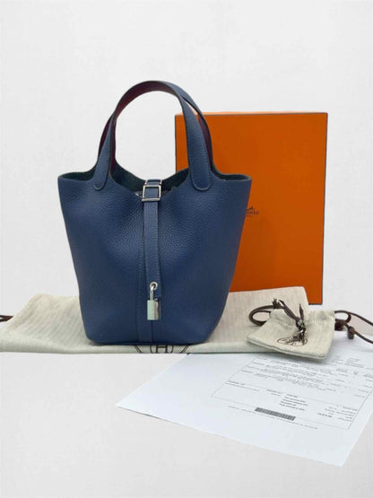 HERMES Picotin Bleu Agate Top Handle