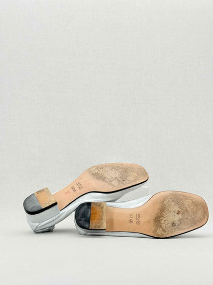 GUCCI Jordaan Silver Size EU 38.5 Loafers