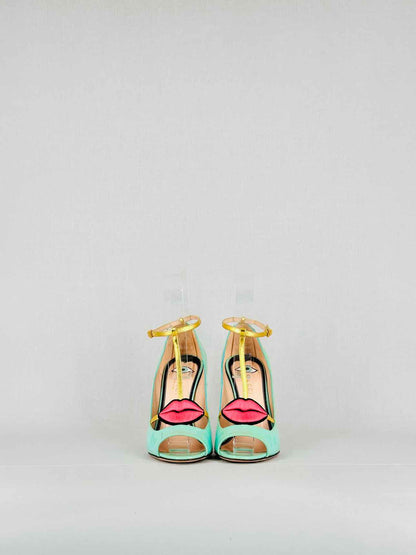 GUCCI Molina Lips Turquoise Size EU 36 Pumps