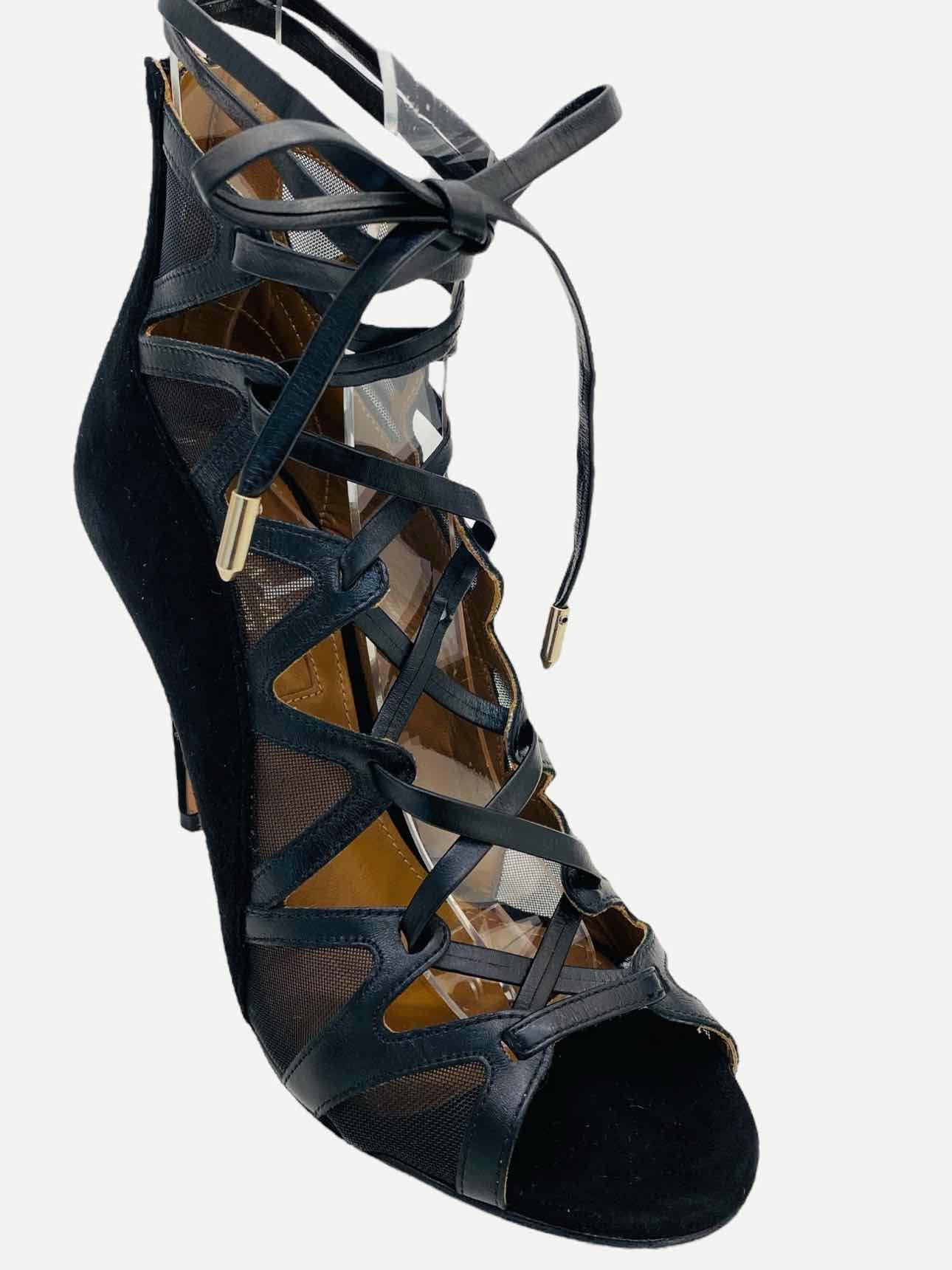 AQUAZZURA Lace Up Black Size EU 35.5 Heeled Sandals