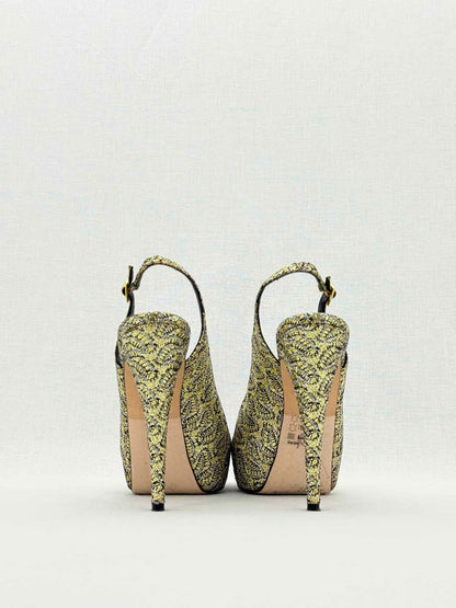 GINA Gold & Black Embroidered Size EU 39.5 Pumps