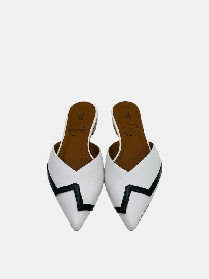 MALONE SOULIERS Amelie White w/ Black Flats 35