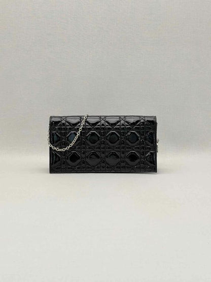 CHRISTIAN DIOR Lady Dior WOC Black Cannage Shoulder Bag