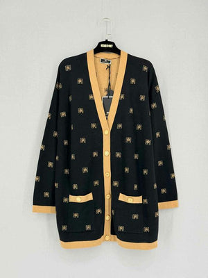 ELISABETTA FRANCHI Black & Brown Size US 10 Cardigan
