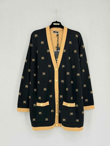 ELISABETTA FRANCHI Black & Brown Size US 10 Cardigan
