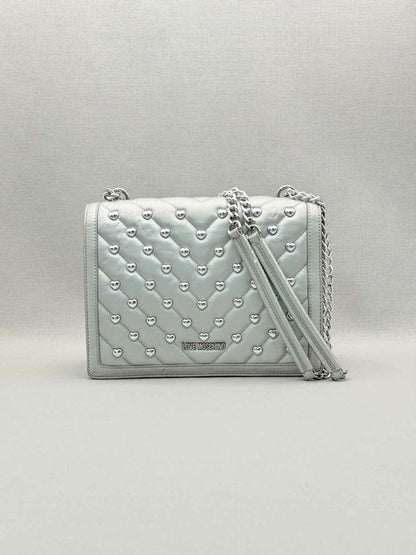 LOVE MOSCHINO Metallic Silver Quilted Shoulder Bag