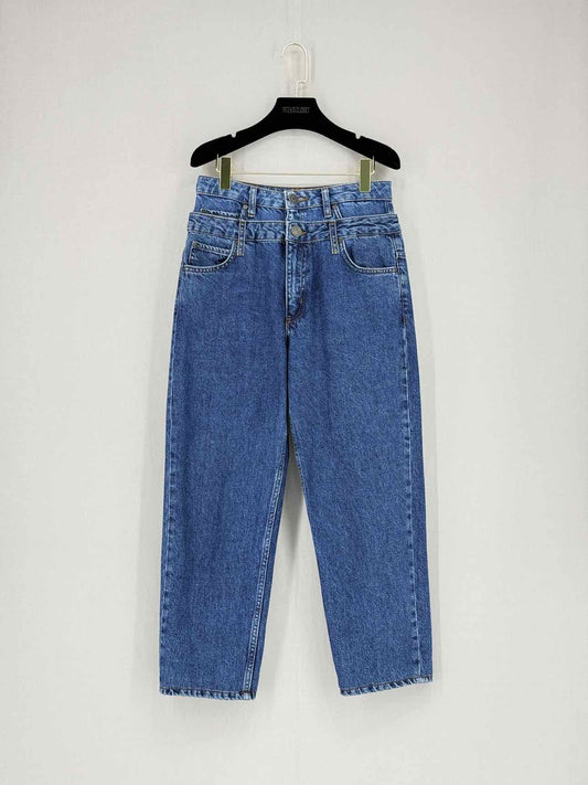 SANDRO Kitty Double High waisted Blue Size US 6 Jeans