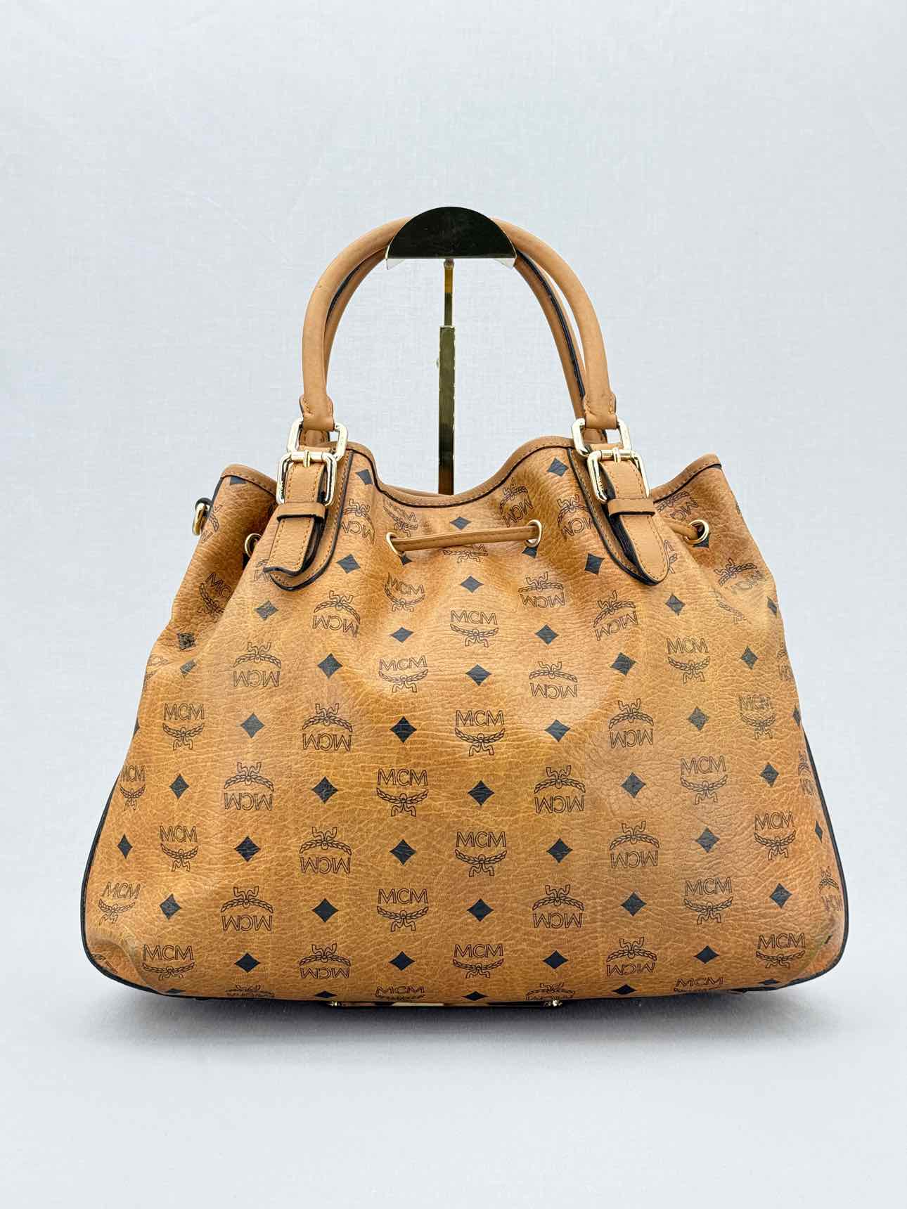 MCM Visetos Tan Monogram Shoulder Bag