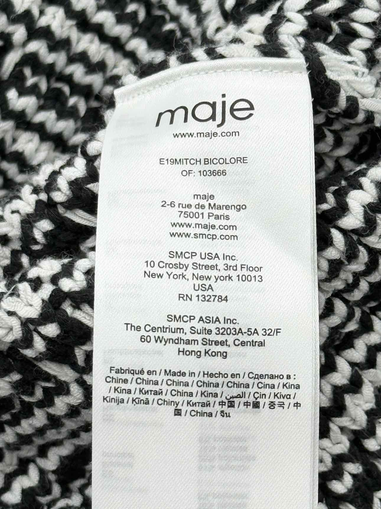 MAJE Black & White Crochet Size US 2 Cardigan