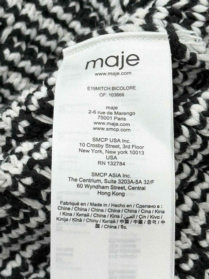 MAJE Black & White Crochet Size US 2 Cardigan
