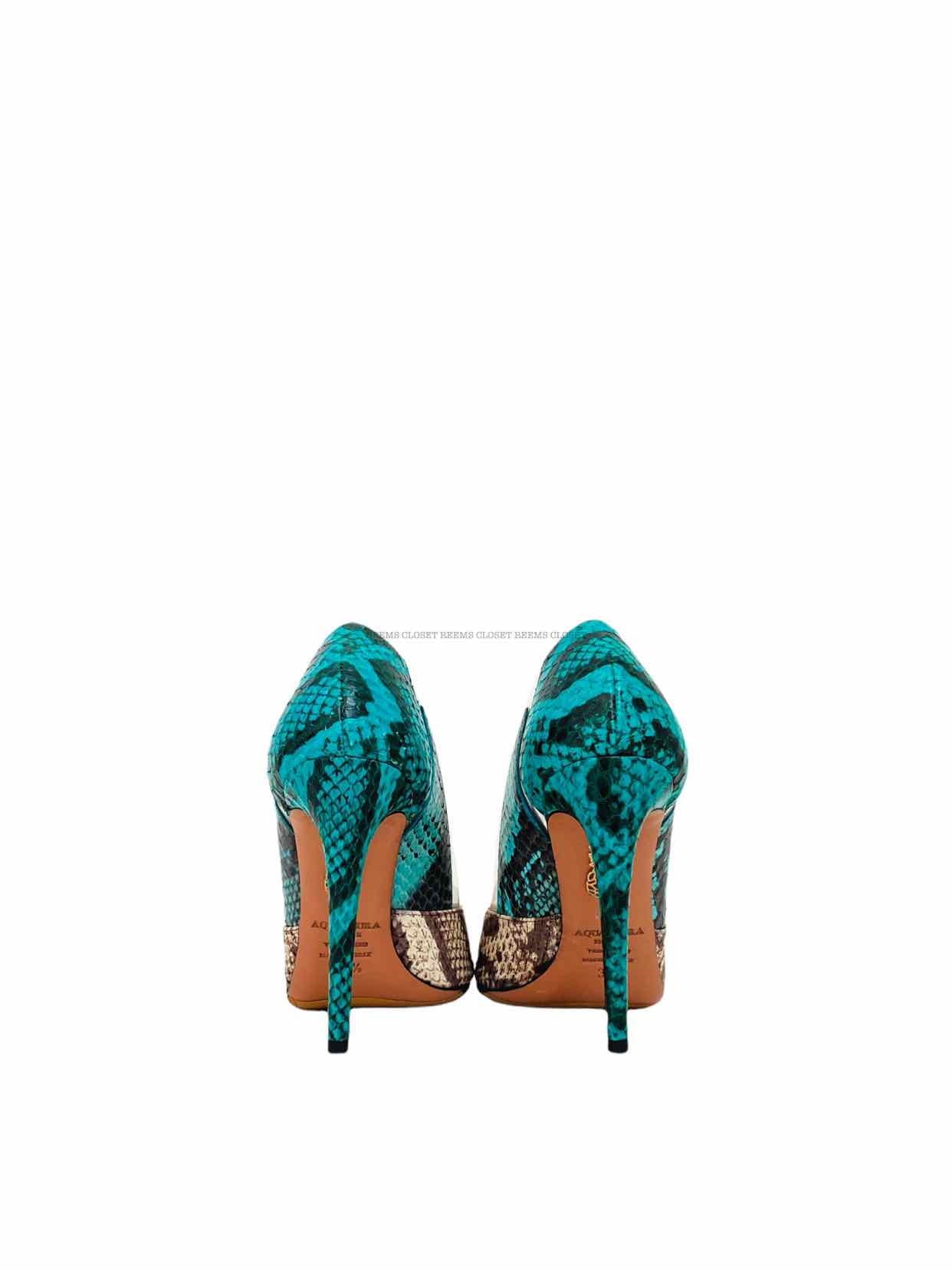 AQUAZZURA Blue, White & Brown Pumps