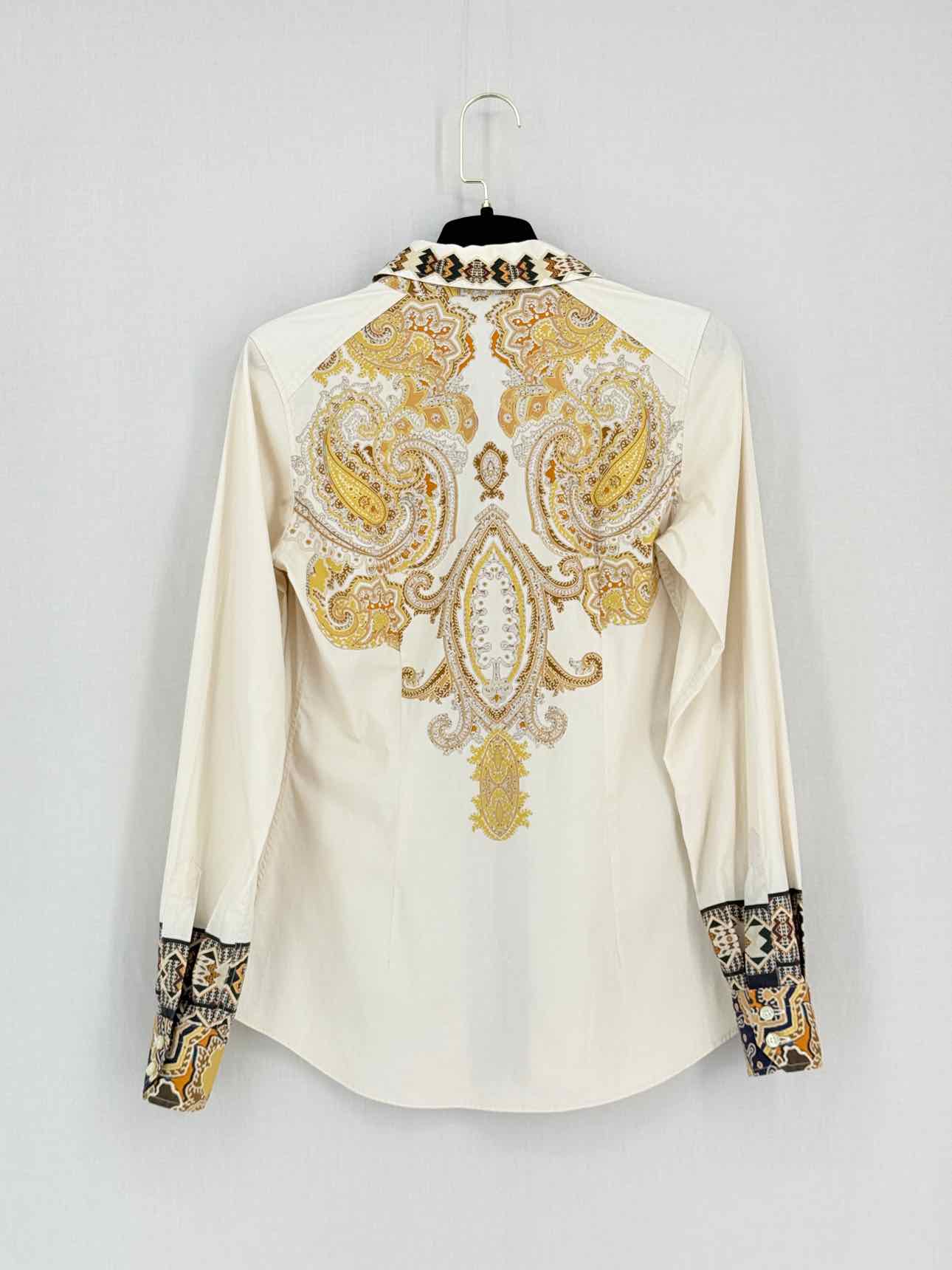 ETRO Cream Multicolor Paisley Print Size US 2 Shirt