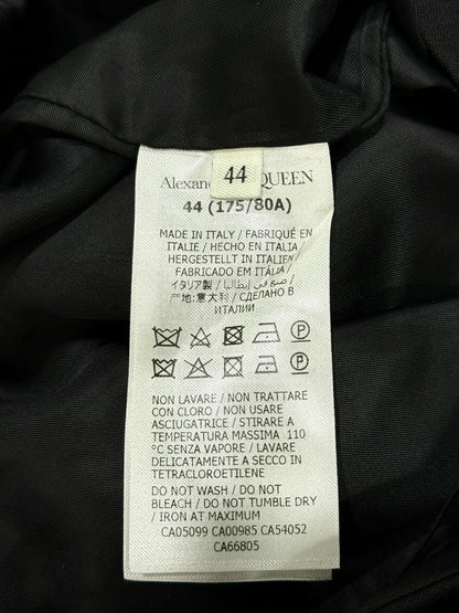 ALEXANDER McQUEEN Barathea Draped Black Wool Size US8 Pants
