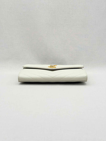 SAINT LAURENT Cassandre Matelasse Flap White Wristlet