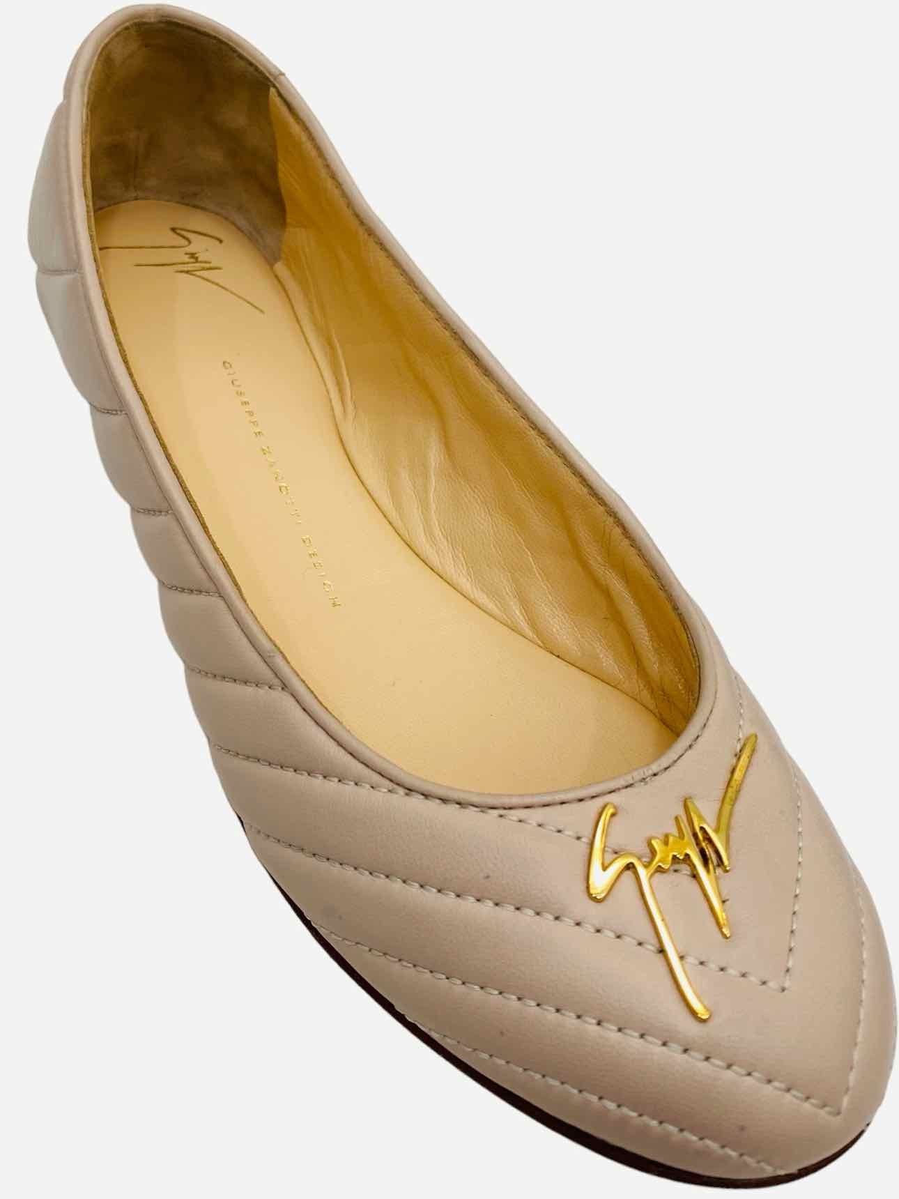 GIUSEPPE ZANOTTI Beige Quilted Ballet Flats