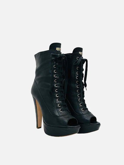 MIU MIU Lace Up Black Ankle Boots 37.5