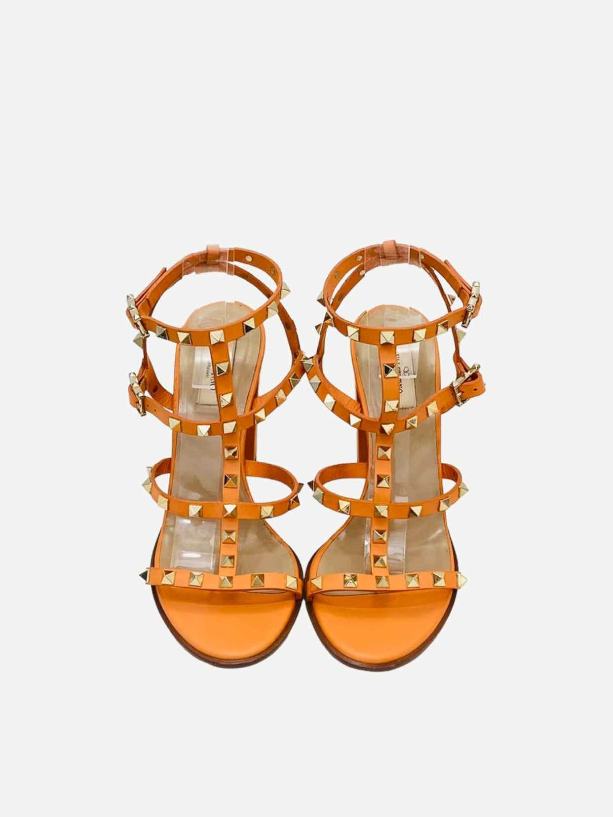 VALENTINO Rockstud Orange Heeled Sandals 41