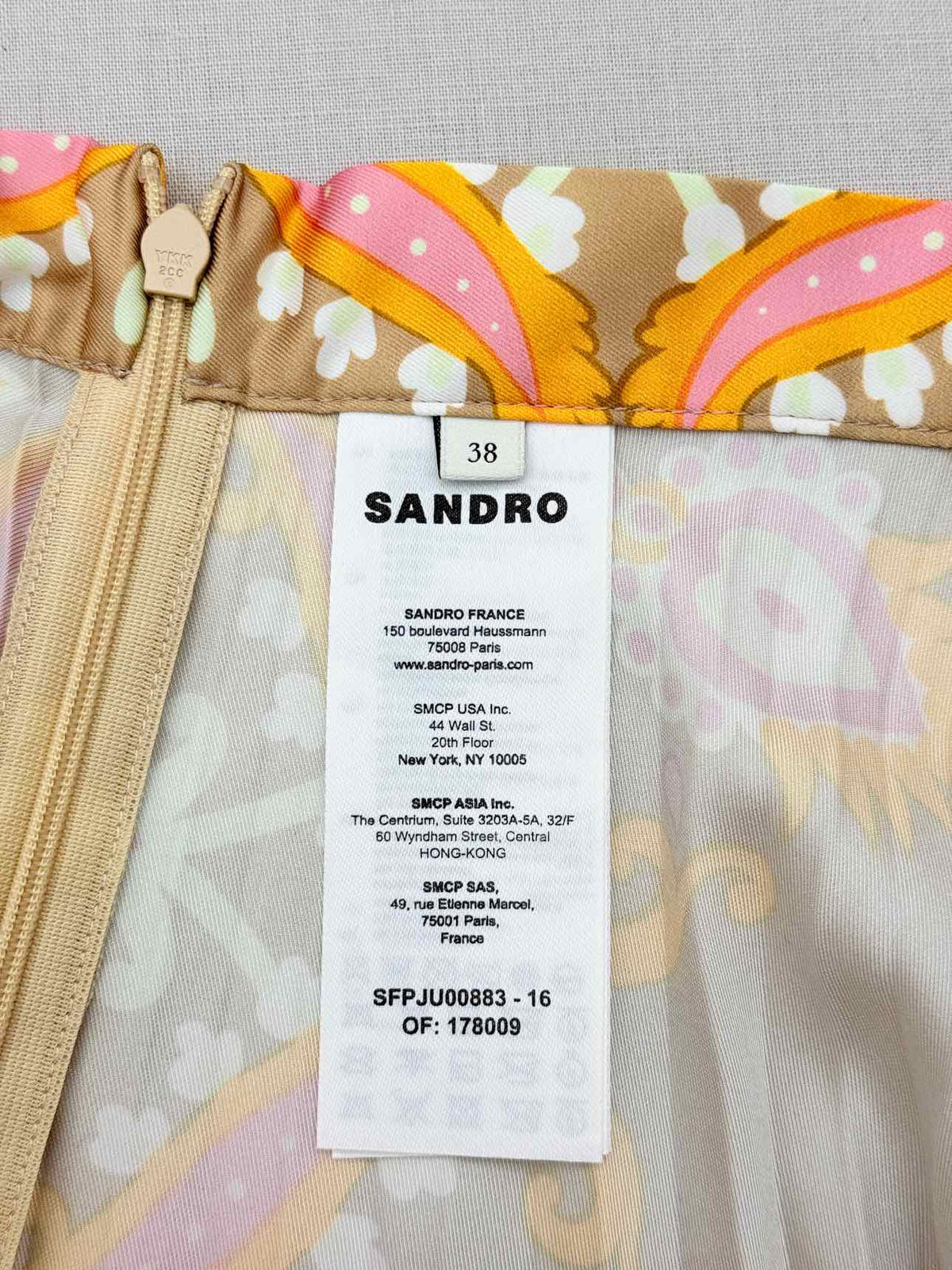 SANDRO Beige Multicolor Printed Size US 6 Midi Skirt