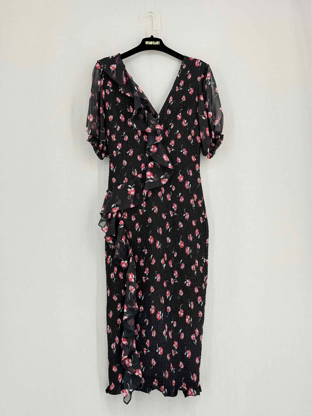 TALULAH Black w/ Red & White Size Medium Midi Dress