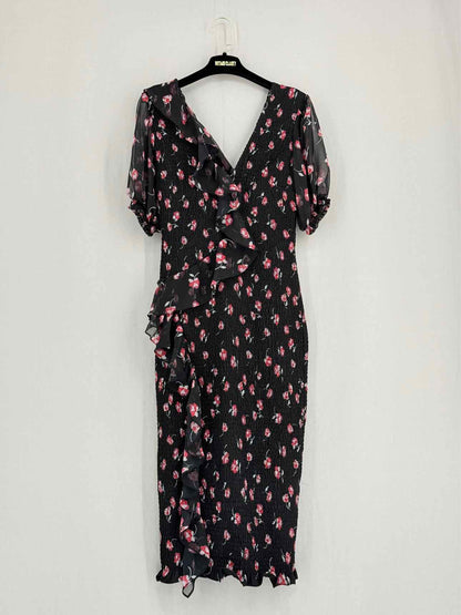TALULAH Black w/ Red & White Size Medium Midi Dress