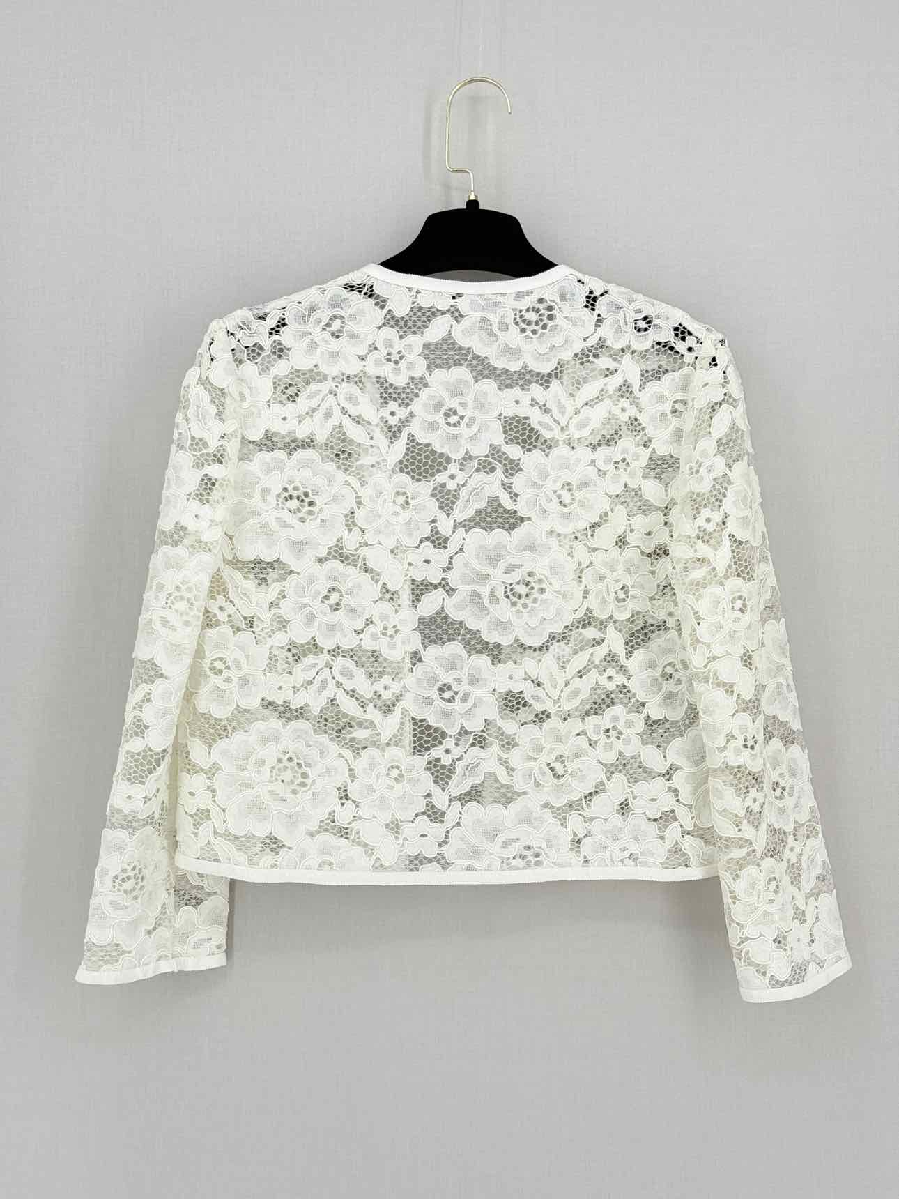 CAROLINA HERRERA White Floral Size XSmall Cardigan