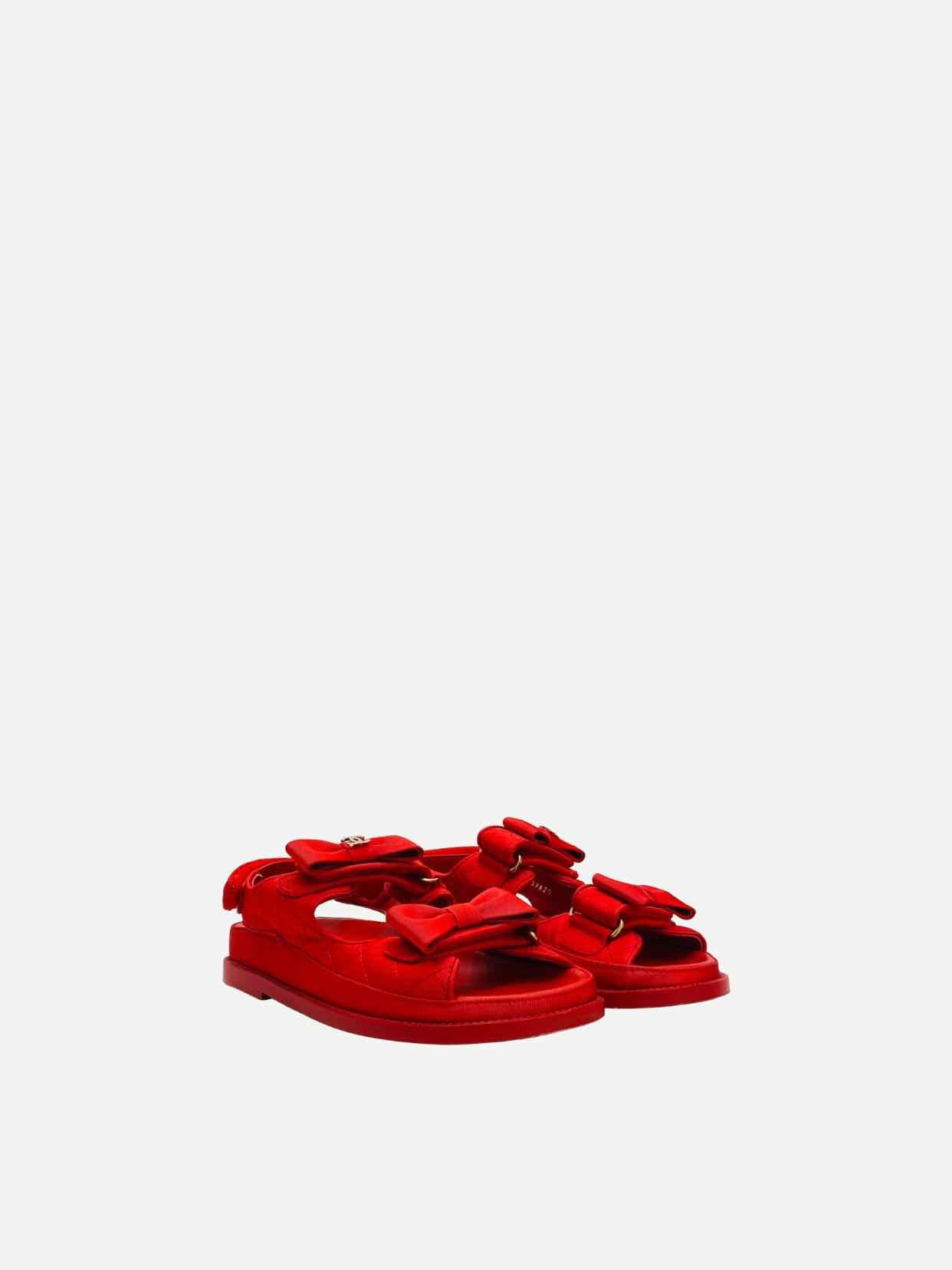 CHANEL Dad Red Quilted Sandals