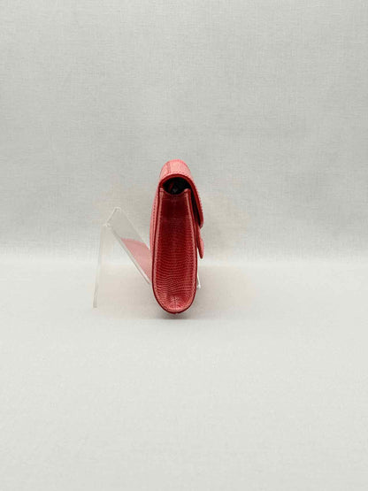 SERGIO ROSSI Coral Lizard Embossed Clutch