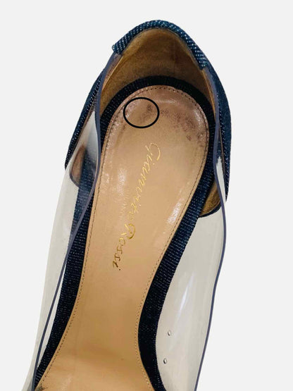 GIANVITO ROSSI Denim &amp; PVC Blue Pumps 40