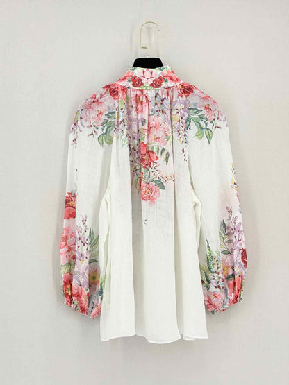 ZIMMERMANN White Multicolor Floral Size Medium Blouse