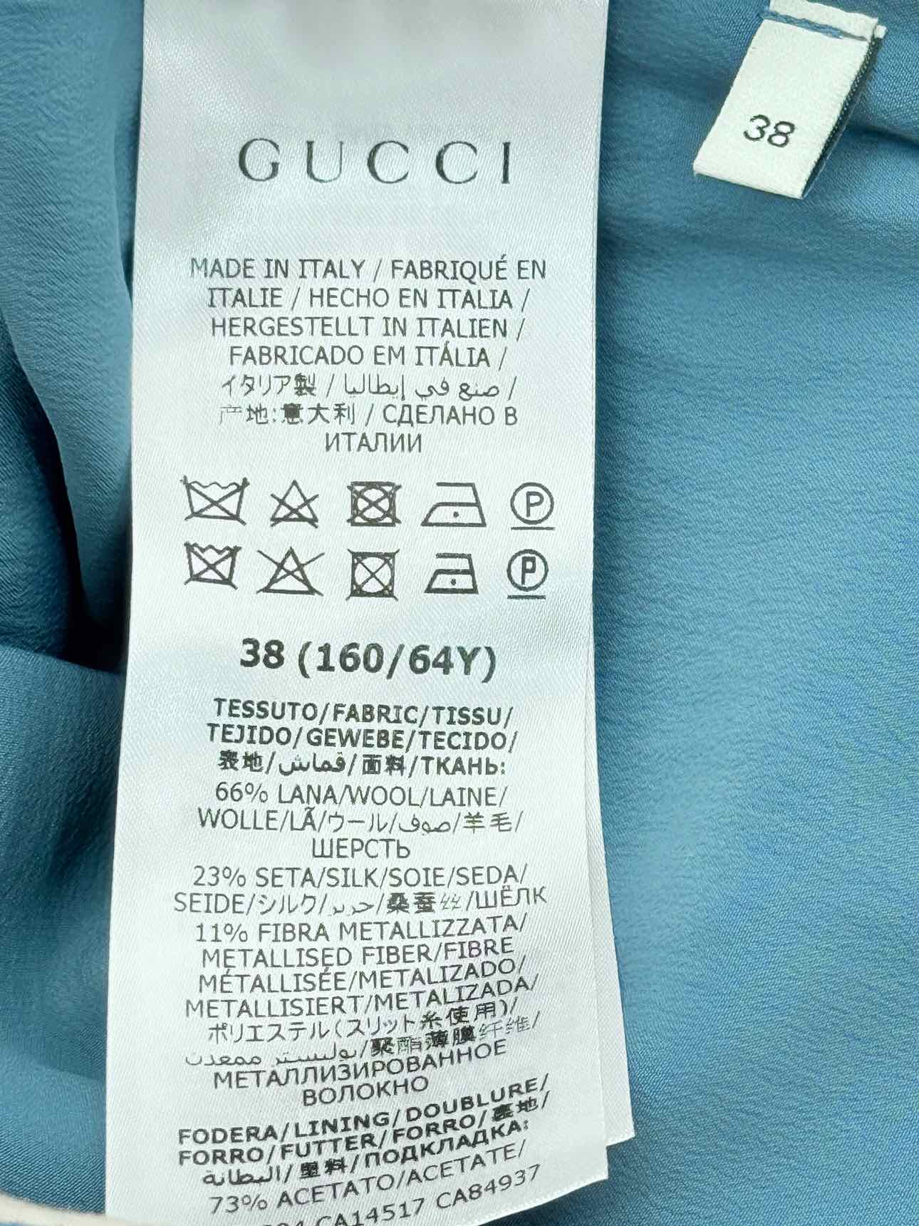 GUCCI GG Lame Blue GG Jacquard Size US 2 Pants