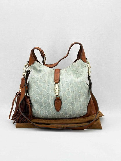 GUCCI New Jackie Blue & Brown GG Hobo bag