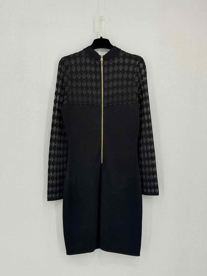 BALMAIN Black & Grey Size US 8 Knee Length Dress