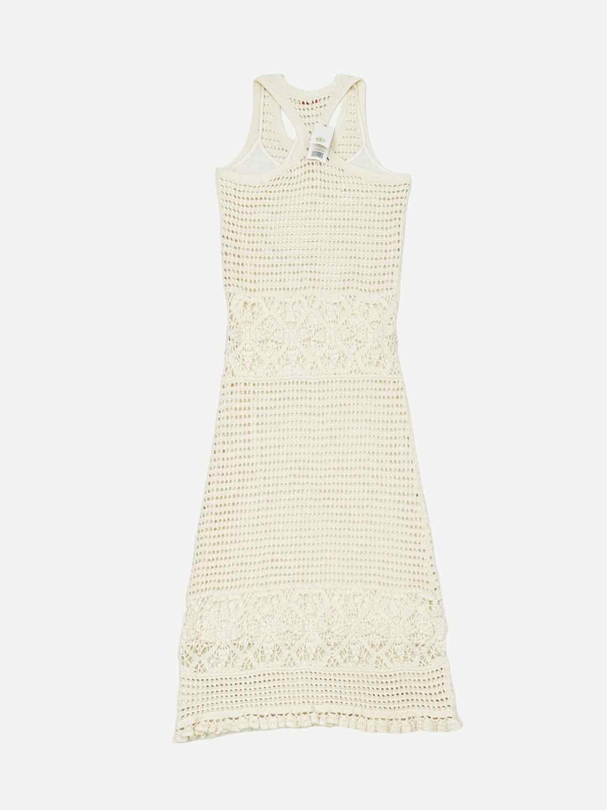 TORY BURCH Crochet Off-white Midi Dress Medium