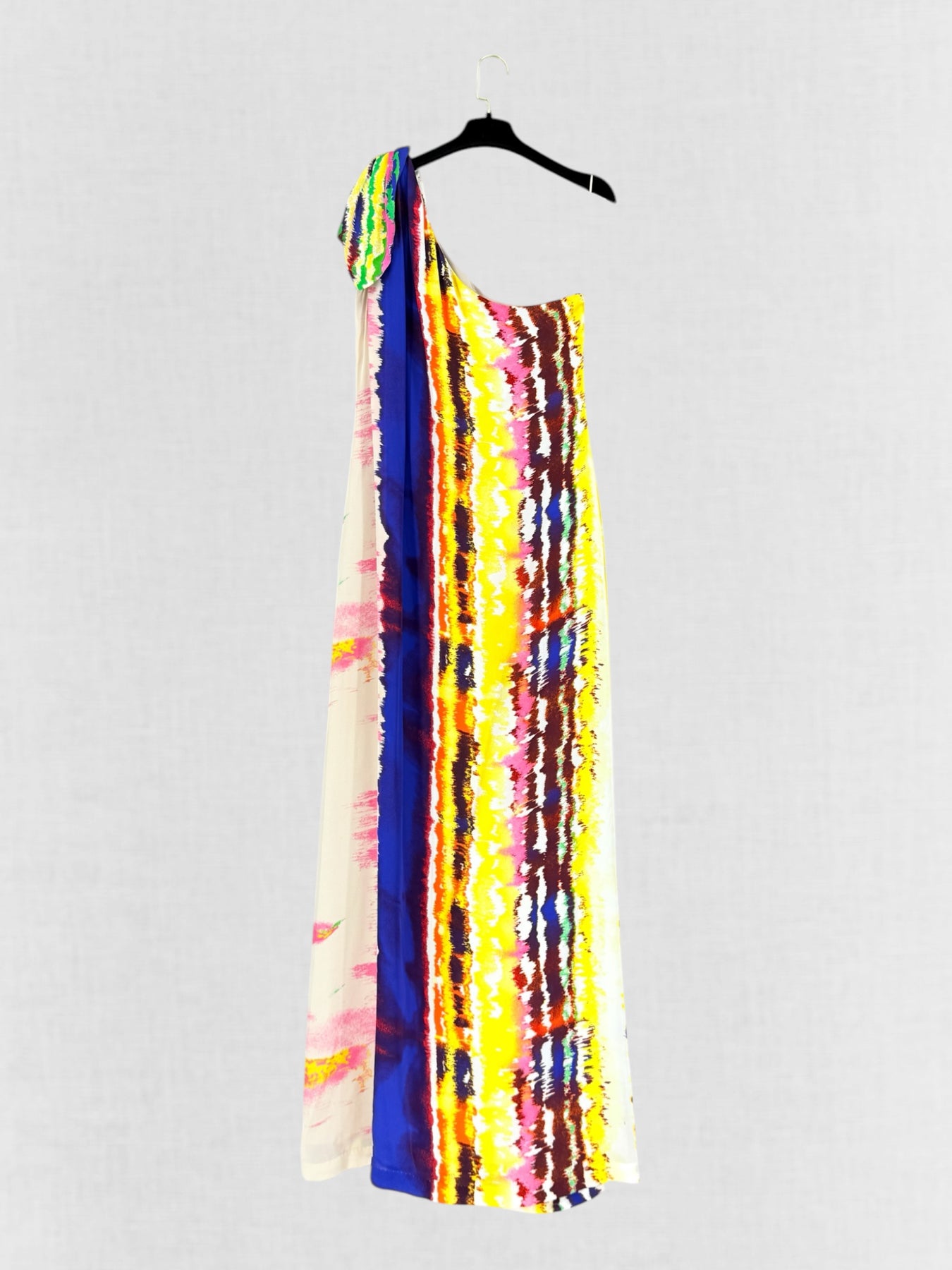 HALSTON Yellow Multicolor Printed Size US 8 Long Dress