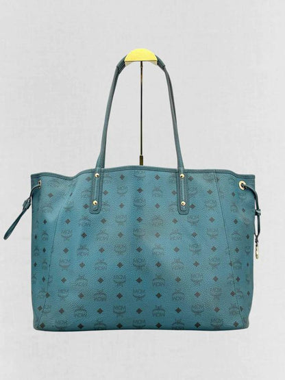 MCM Visetos Revesible Shopper Blue & Black Tote Bag