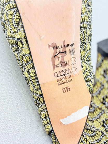 GINA Gold & Black Embroidered Size EU 39.5 Pumps
