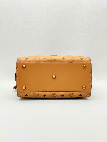 MCM Boston Brown Monogram Top Handle