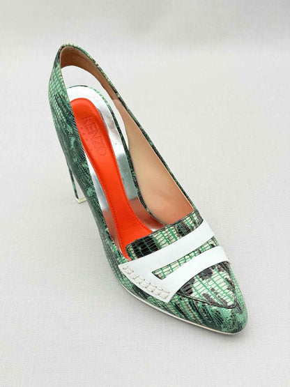 KENZO Green & Black Textured Size EU 39 Pumps
