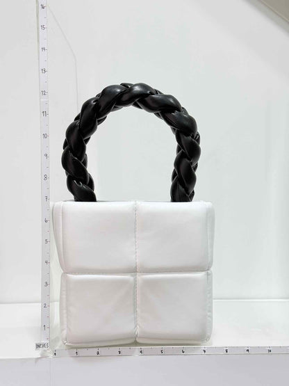 A.W.A.K.E. MODE Celia White & Black Quilted Top Handle