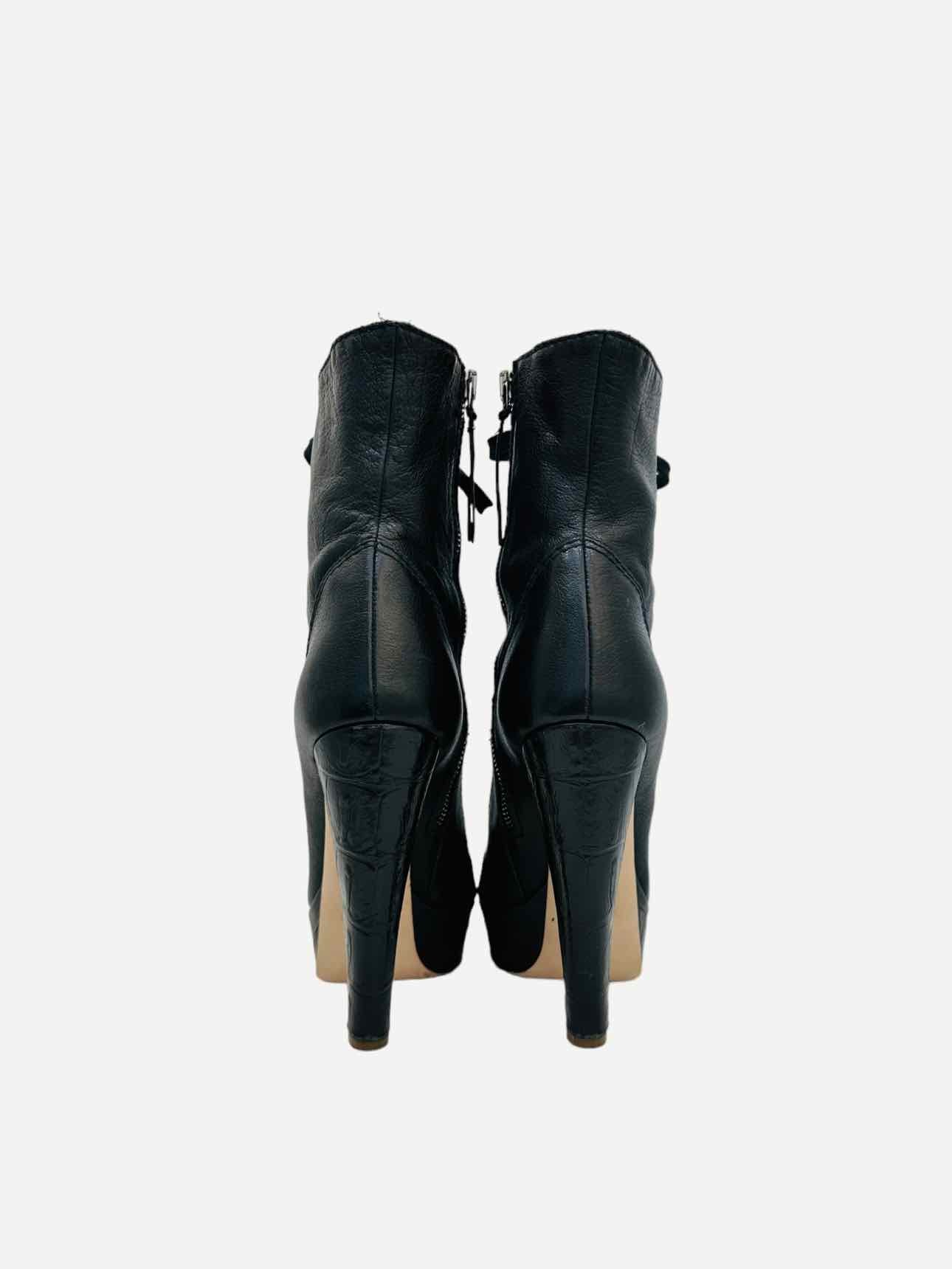 MIU MIU Lace Up Black Ankle Boots 37.5