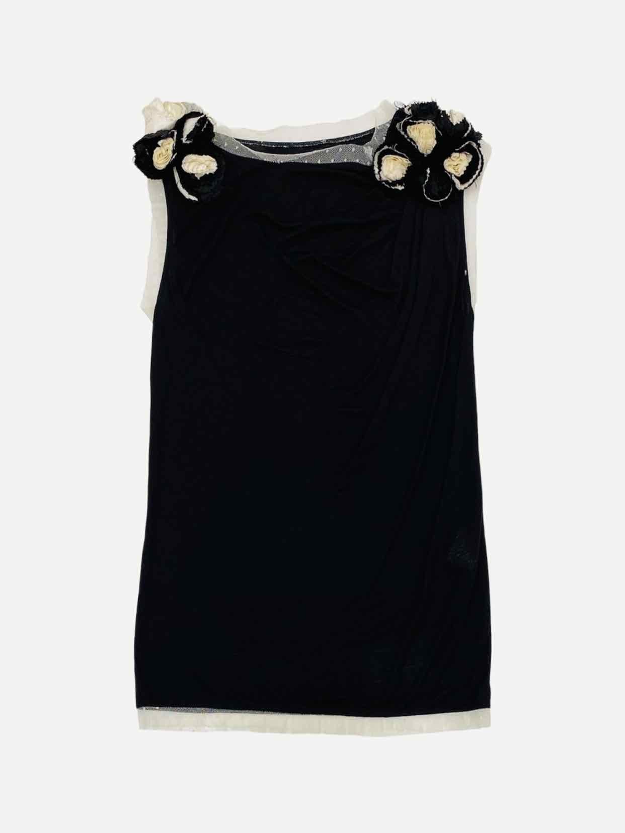 VALENTINO Sleeveless Black w/ White Size Small Top