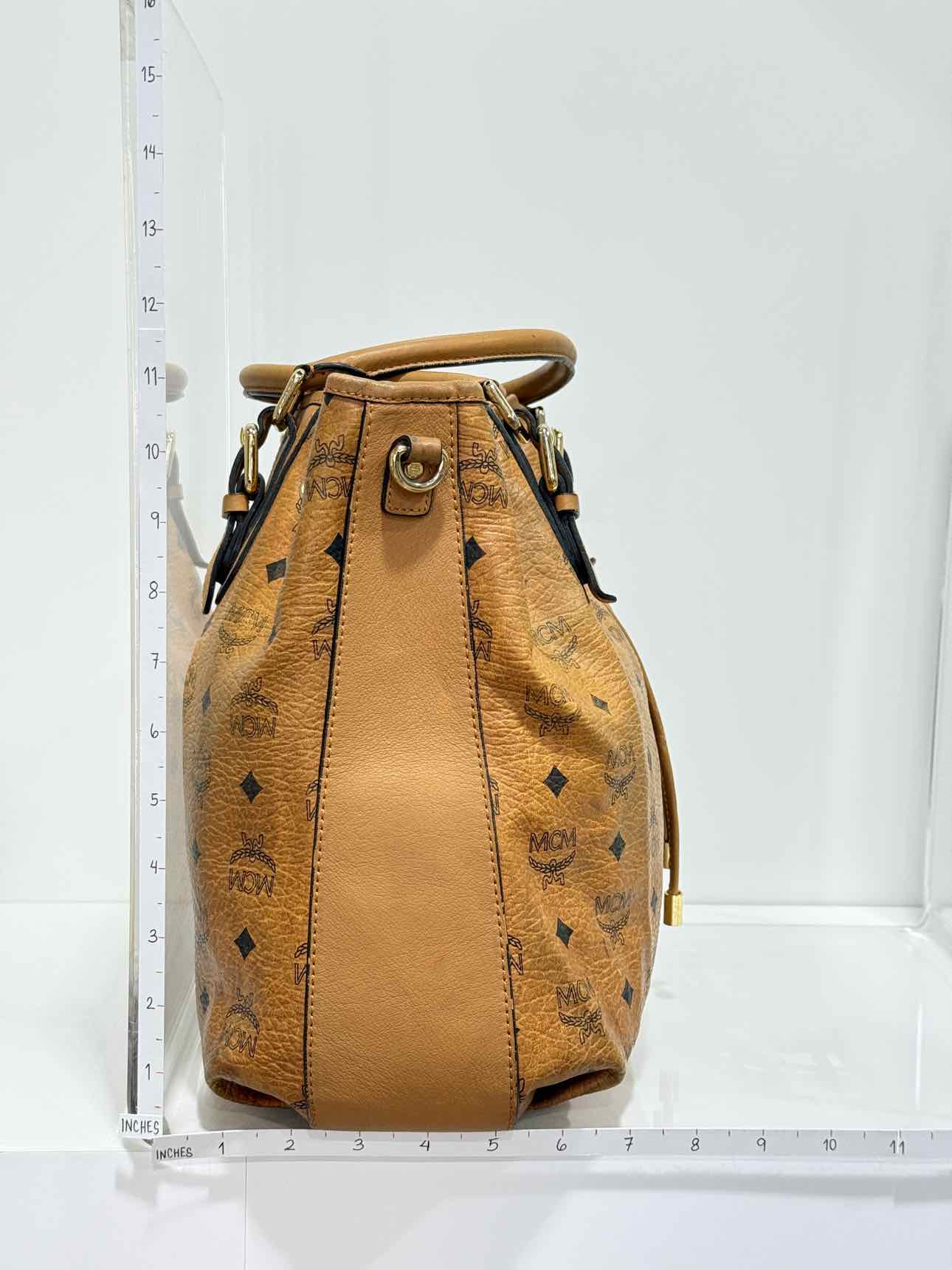 MCM Visetos Tan Monogram Shoulder Bag