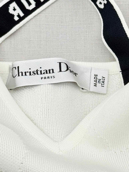 CHRISTIAN DIOR White & Black Size Medium Bodysuit