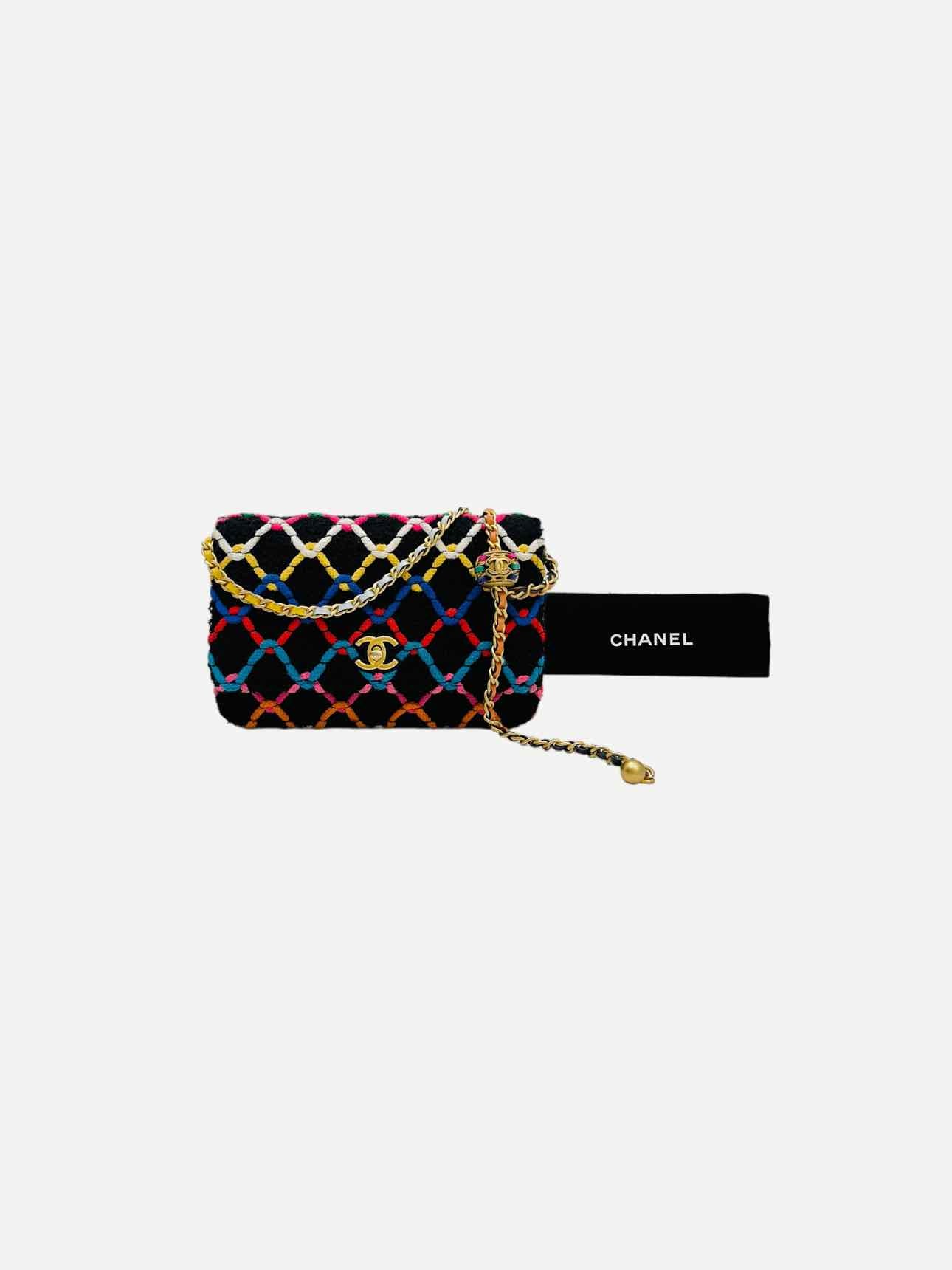 CHANEL Tweed Pearl Crush Black Multicolor Crossbody