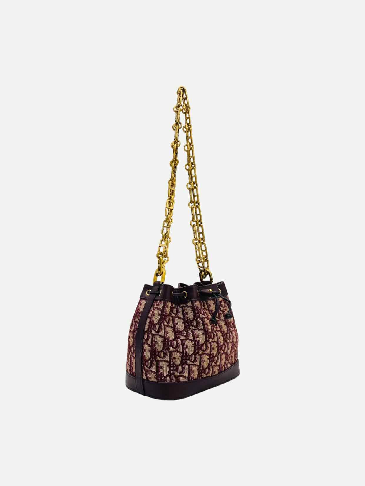 DIOR Bucket Bag Burgundy Oblique Bucket Bag