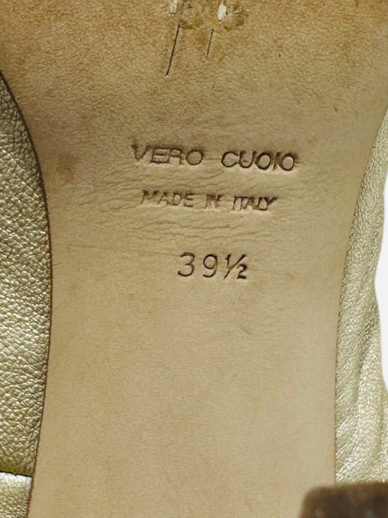 GIUSEPPE ZANOTTI Peep Toe Gold Size EU 39.5 Slingbacks