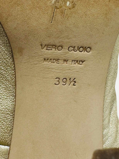 GIUSEPPE ZANOTTI Peep Toe Gold Size EU 39.5 Slingbacks